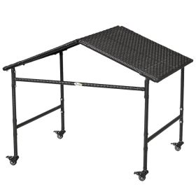 Outdoor Dog Shelter, Portable Wicker Animal Shelter with Wheels for Small and Medium Sized Dogs, Dark Brown