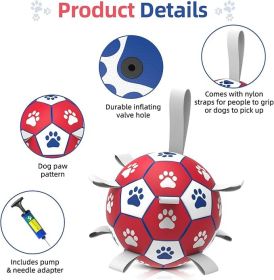 Diman Dog Balls, Dog Soccer Ball with Straps for Indoor Outdoor Play, Pet Toys Balls for Small Medium Dogs, Dog Birthday Gift