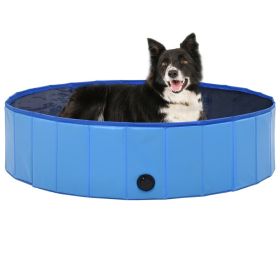 Dog Swimming Pool Blue PVC 47.2 x 11.8 in Foldable